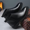 Chelsea Boots Men's Autumn and Winter Soft Leather Fleece Boots British Style High Top Trend Versatile Warm Leather Boots