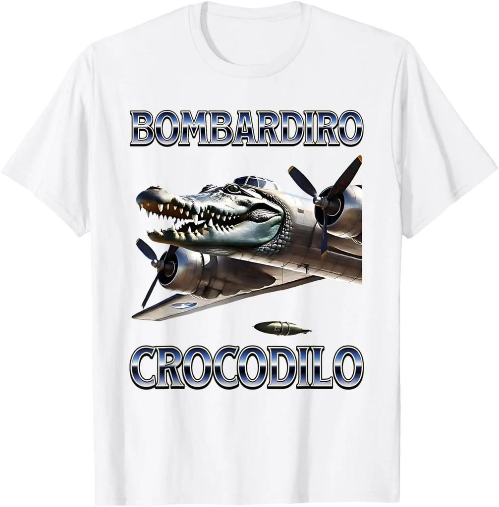 Bombardino Crocodilo Meme T-Shirt Men Women Short Sleeve Cotton Tees Funny Graphic T-shirt Y2k Outfit Summer Tops Men's Clothing