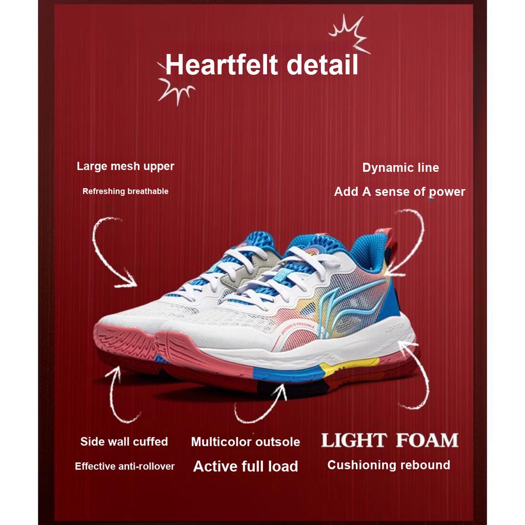 Баскетбольные кроссовки Li Ning Kids Long Fist V2 из легкой пены с противоскользящими противоударными свойствами, амортизирующие, износостойкие, дышащие, с отскоком, с низким верхом YKBU026-41