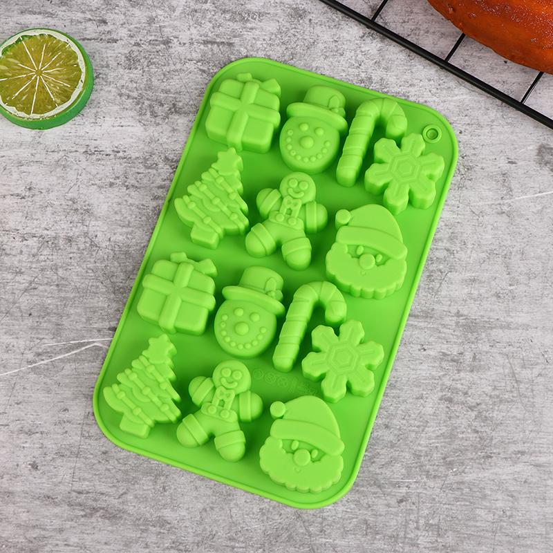 1 шт., силиконовая форма для конфет на рождественскую тематику, инструменты для выпечки шоколадного печенья, рождественские елки, пряничный человечек, подарок, многоразовая форма для украшения