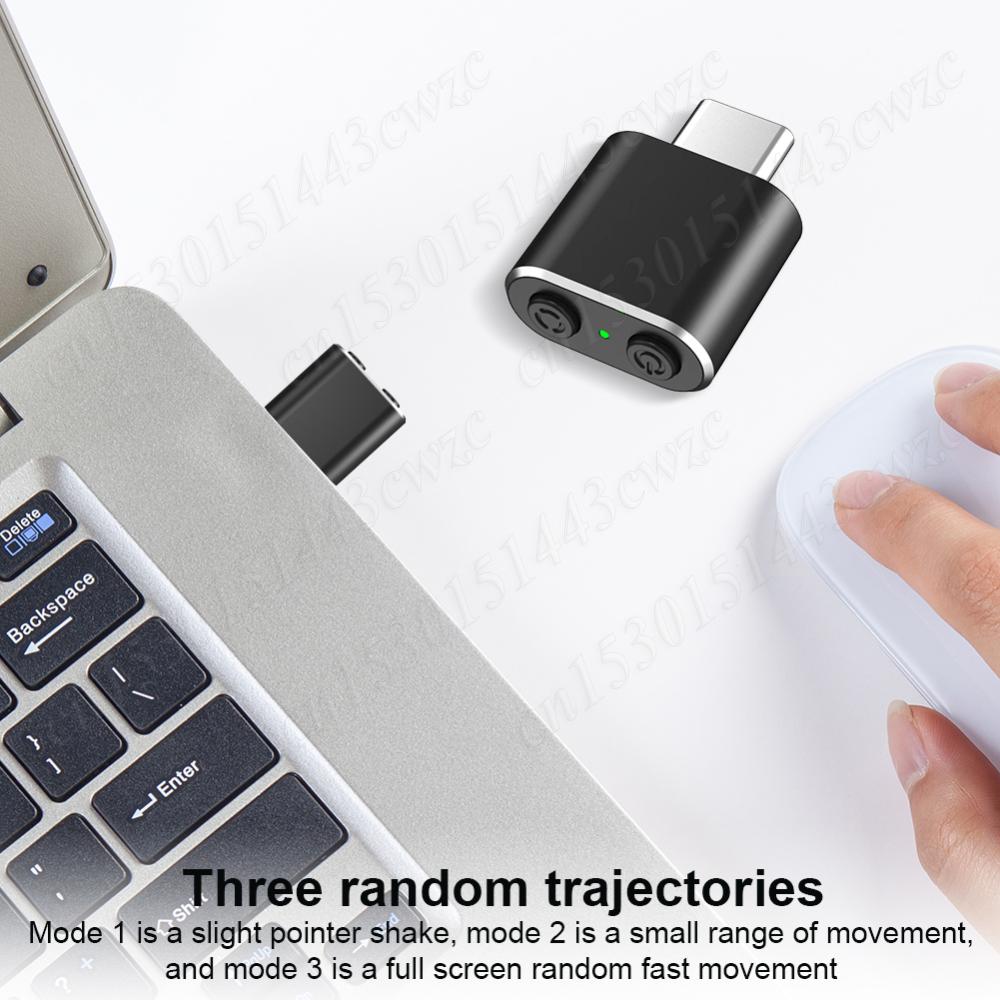 Новый USB-C джигглер для мыши, металлический перемещатель мыши, необнаруживаемый, автоматический, 3 режима дрожания, не требует драйверов, поддерживает компьютер/ноутбук в активном состоянии