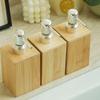 Bamboo Soap Dispenser Shampoo and Conditioner Dispenser Refillable Liquid Soap Dispenser for Kitchen Bathroom Washroom
