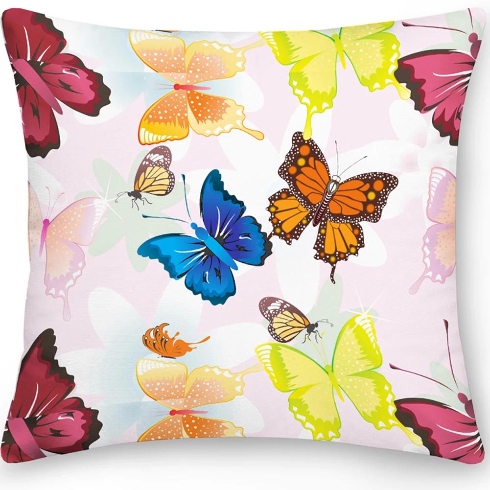 Pillow Office Sofa  Butterfly Print Double Sided  Cover Square Cushion