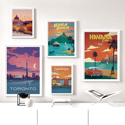 Париж знаменитый город винтажный ретро постер настенная живопись на холсте плакаты на скандинавскую тему и принты настенные панно для декора гостиной без рамки