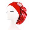 Floral Print Nightcap Women Satin Night Sleep Satin Hair Bonnet Silk Head Cover Wide Elastic Band