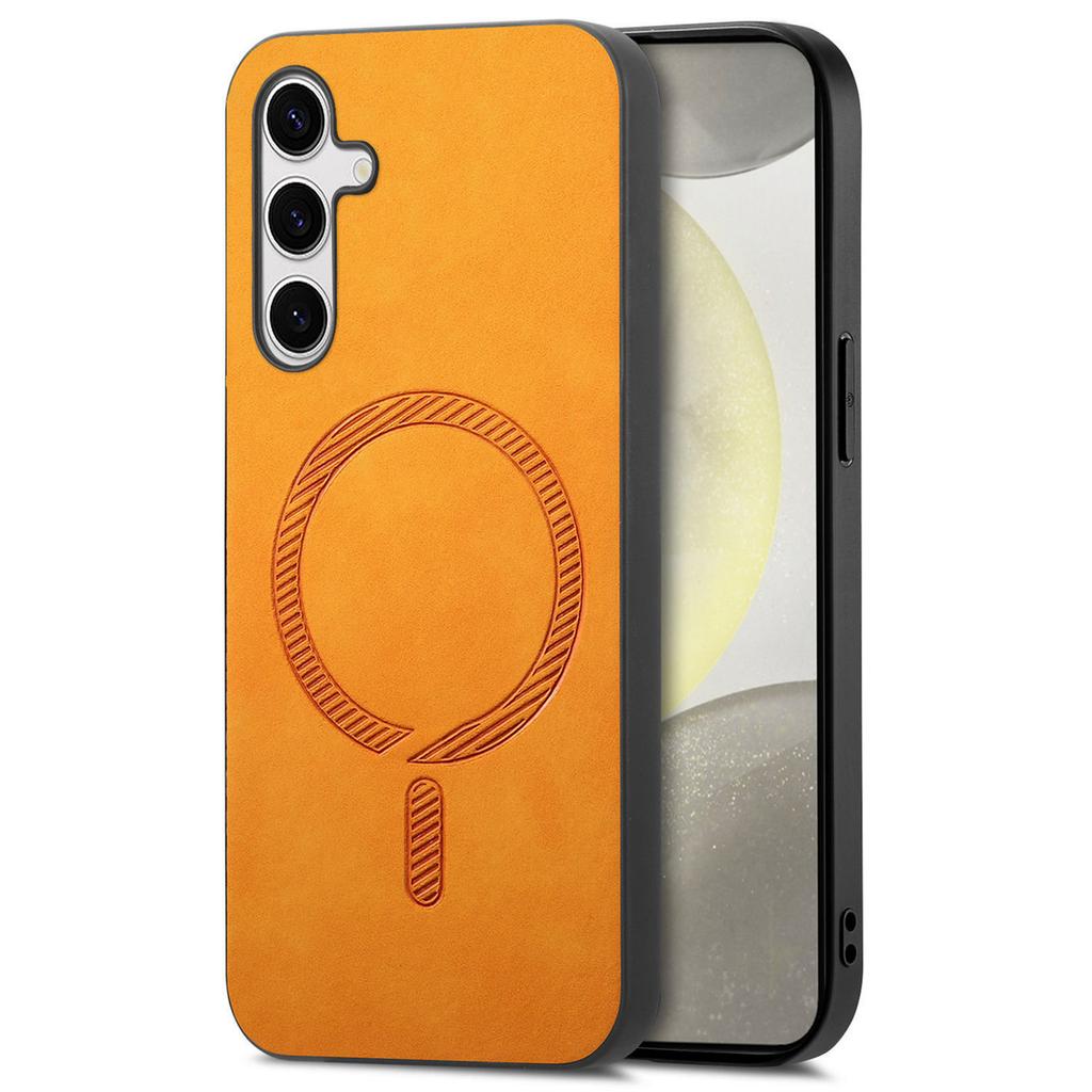 Кожаная задняя крышка для Samsung Galaxy S24+, совместимая с MagSafe, чехол для телефона с покрытием Skin-Touch