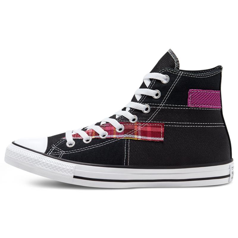 Converse Chuck Taylor All Star Винтажные Повседневные Панельные Высокие Кеды из Канваса Унисекс Черный Розово-красный