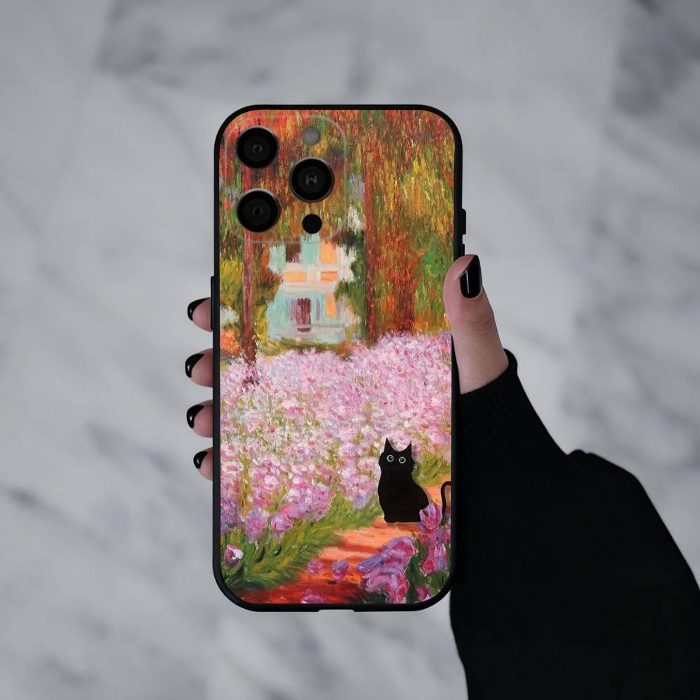 M-Матисс Моне Черная Кошка Забавное Искусство Чехол Для Телефона Для iPhone 17pro,16,15,14,13,12,11 Plus,Pro Max,XS,Мягкий Силиконовый Черный Чехол