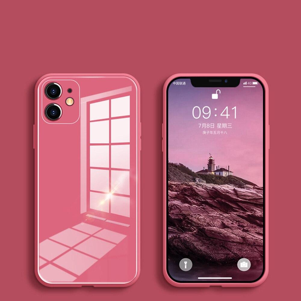 For Glass Tempered Case Phone Iphone 13 11 Pro Max Se 2 X Xr Xs Max 8 7 Plus 12 Pro Antiknock Silicone Cover
