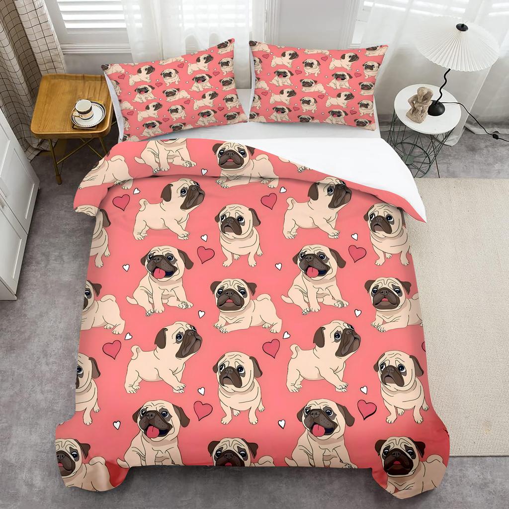 Cute Dogs 3D Design Printed Quilt Cover Set Luxury Home Textile Soft Comfortable Duvet Cover Pillowcase Animal Theme Bedding Set