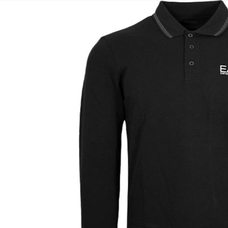 Emporio Armani EA7 Однотонная мужская футболка-поло с длинным рукавом и микрологотипом, верх, черная 8NPF07-J04Z-1200