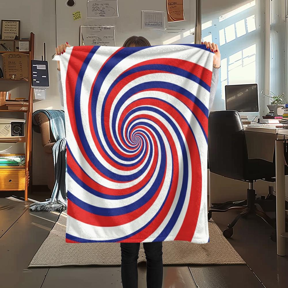 1Pc Illusory Graphics Print Flannel Blanket, High quality Comfortable for All Seasons, Home Decor, Warmth and Comfort, Perfect for Christmas Gifts W26