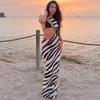 Длинное пляжное платье, накидка, сексуальное прозрачное сетчатое платье макси в полоску с вырезами, облегающее летнее платье для отдыха, женское платье 2023