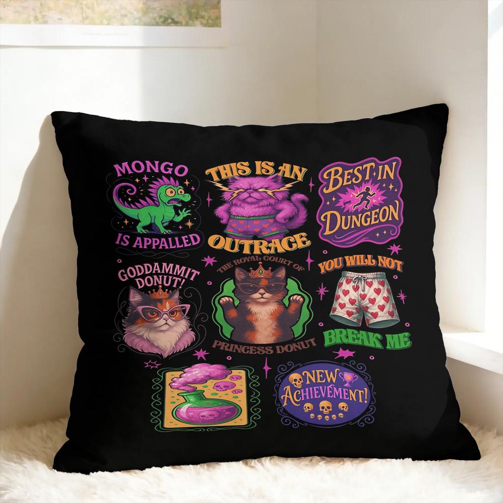 Donut Cat Dungeon Crawler Carl Pillow Case Print Pillow Cover For Living Room Bed Chair Retro Trendy Pillowcases