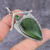 Моховой пренит, диопсид, кулон из стерлингового серебра 925 пробы ручной работы 2,25" e5r81