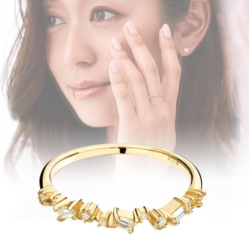 Элегантное геометрическое кольцо с цирконами, покрытое 18-каратным золотом, для женщин. Потрясающее обручальное украшение