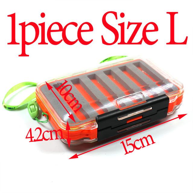 1PCS 2 Layer Fly Fishing Pocket Box Waterproof Case for Nymph Dry Wet Flies Trout Carp Salmon Fishing Fly Box S L