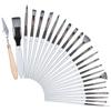 24Pcs Painting Brush Set Nylon Wool Wooden Handle with Bag for Acrylic Watercolor PaintGray