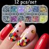 Nail Glitter 12pcs/set Mixed 3D Ultra Thin Flash DIY Sequins Nail Art Decoration
