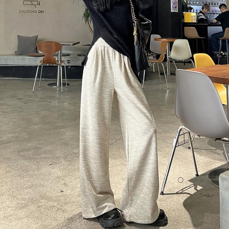 Весна и осень Новый дизайн Sense Small Fragrant Wind Tweed Широкие брюки женские драпированные ленивые прямые брюки для мытья полов