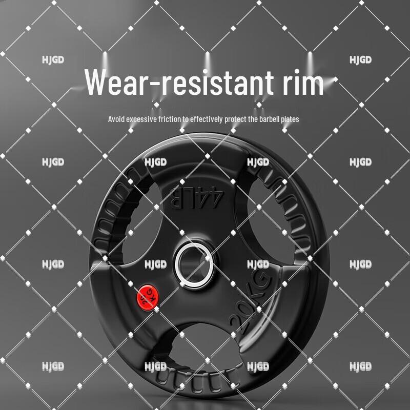 HJGD Rubber Coated Cast Iron Olympic Barbell Plate with Hand Grips