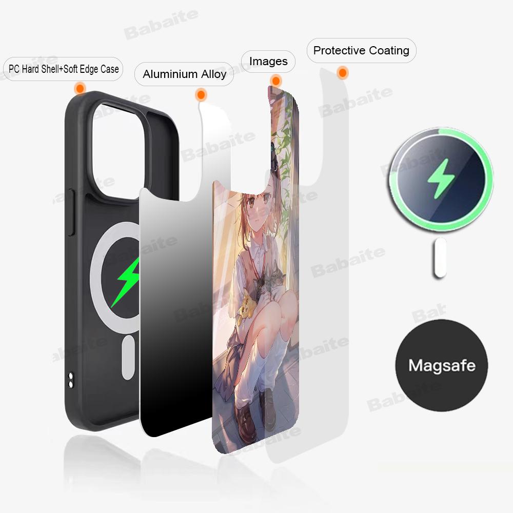 Аниме М-Мисака Микото Милый Чехол для Телефона Магнитный Чехол Для IPhone 16 14 13 12 11 15 Pro Max Plus Для Magsafe Беспроводная Зарядка Чехол