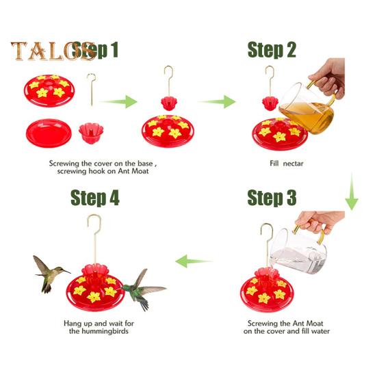 Кормушка для колибри. Герметичная тарелка-кормушка с 6 отверстиями для кормления в форме цветка. Легко наполняемая кормушка для колибри.