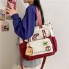 Oxford Shoulder Bag Cute Tote Bag Cartoon Handbag & Purse Pendant Badge Decor Crossbody Bags For Women