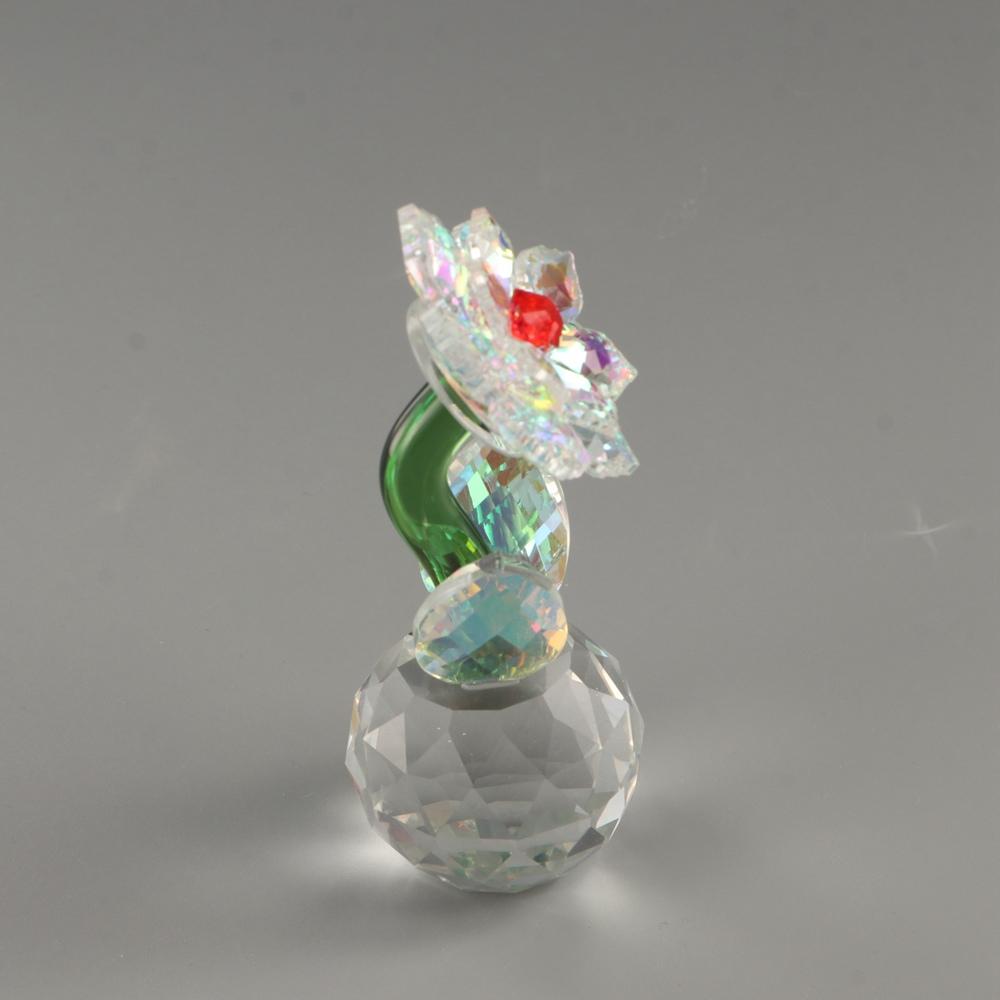Round Base Crystal Flower Figurine Handmade Glass Flower Statue Crystal Sunflower Collectible Wife