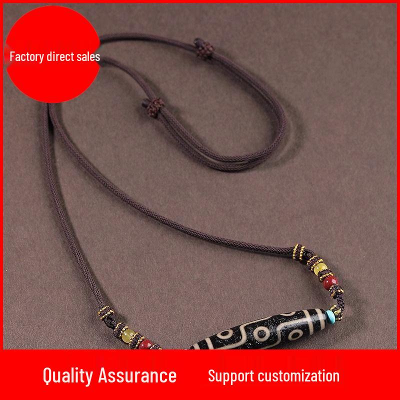 Тибетский бусина Дзи с девятью глазами, ретро этническое ожерелье