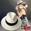 Women Summer Straw Hat Fashion Beach Cowboy Jazz Cap Black Ribbon Female Panama Sun Protection Hat