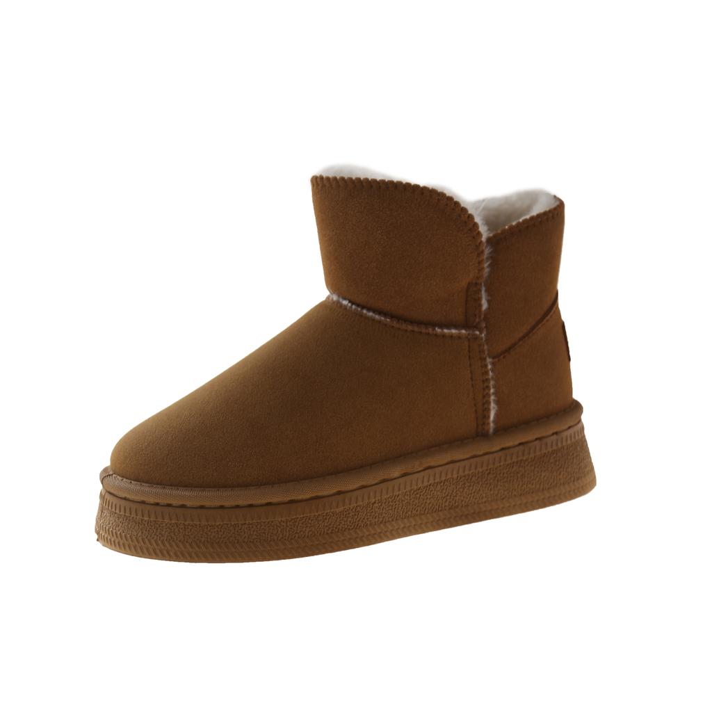 Модные женские зимние ботинки, новые теплые плюшевые ботинки 2024 года, горячая распродажа, износостойкие, на толстой подошве, зимние модные однотонные повседневные удобные ботинки