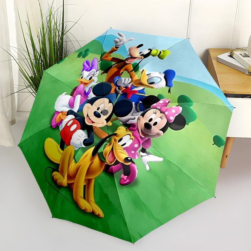 1pc Mickey Mouse Automatic Folding Umbrella, 8-Rib Portable & Foldable Design,  Highqualityy0722058