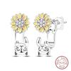 New 925 Silver Bee Butterfly Pink Lily Lotus Earrings for Women Cherry Apple Strawberry Ear Studs Elegant Party Jewelry