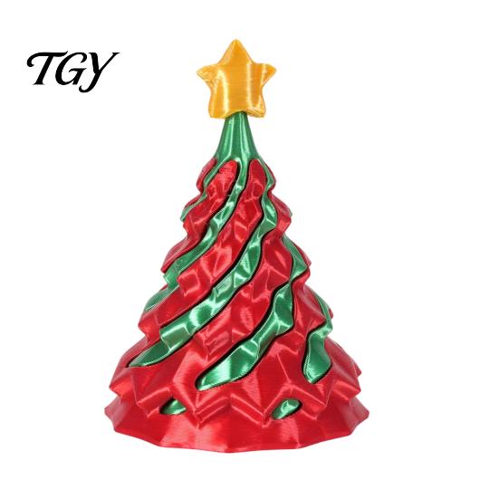 Xmas Tree Collectibles 3D Printed Spiral Christmas Tree, Golden Star Topper Fidget Toy Toy, Cone Desk Decor for Anxiety Stress Relief Ornament