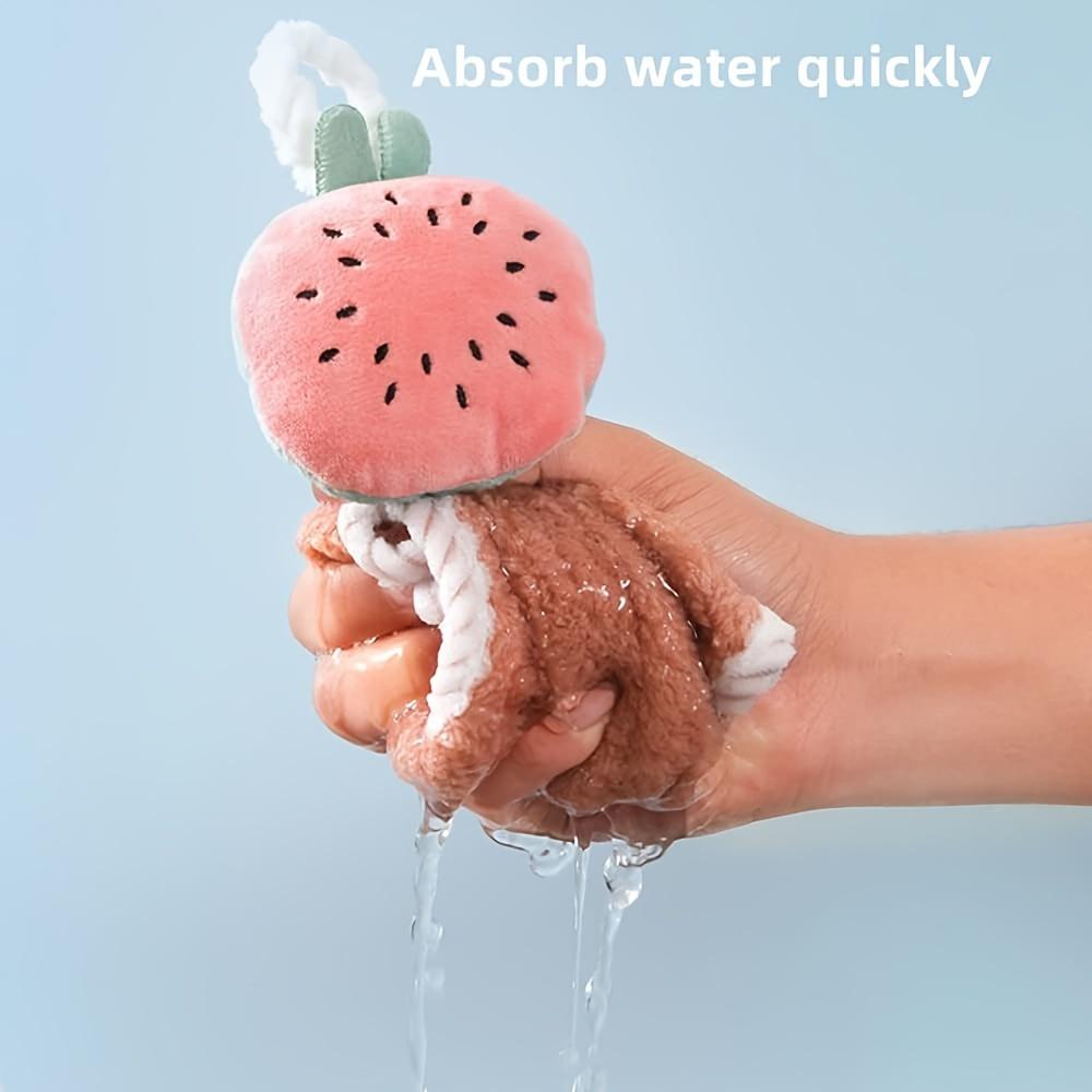 Hand Towel 4pcs Hanging Towel Cartoon Pure Coral Fleece Cloth Double-Sided Water Absorption Hanging Kitchen Towel