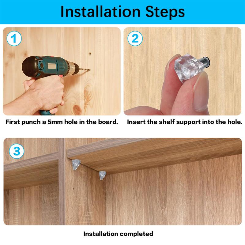 Регулируемые кронштейны для полок для шкафа, стеклянные панели для шкафа, деревянные панели, прозрачные колышки для полок