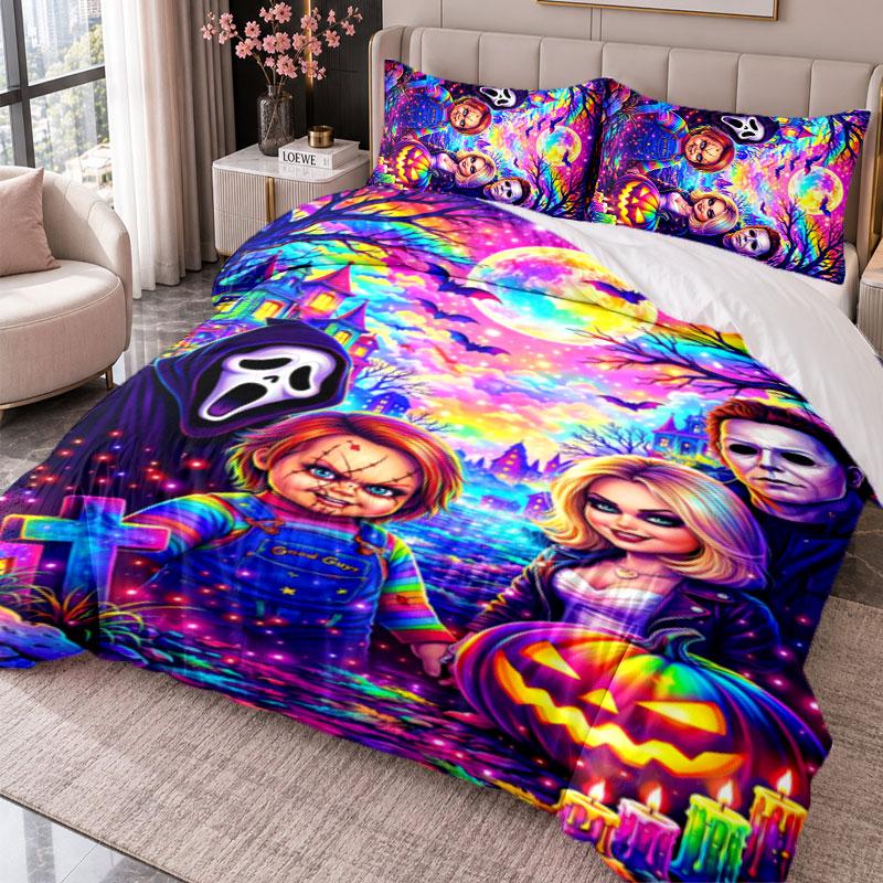 Child's Play Chucky Tiffany 3Pcs Bedding Set Duvet Cover With Two Pillowcases For Bedroom Home Decoration