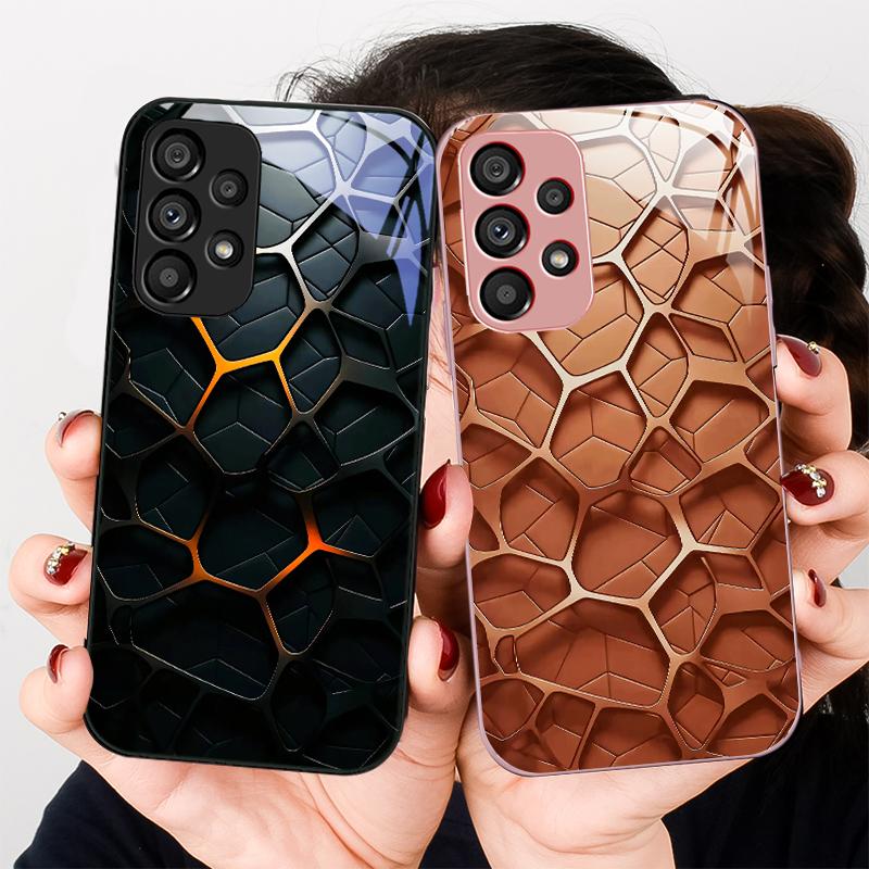 Hexagonal honeycomb core For Samsung S22 S8 S9 10 20 Ultra S21 Pro S22 Plus S23 FE S24 Ultra S25 Edge S25Ultra Glass Phone Case