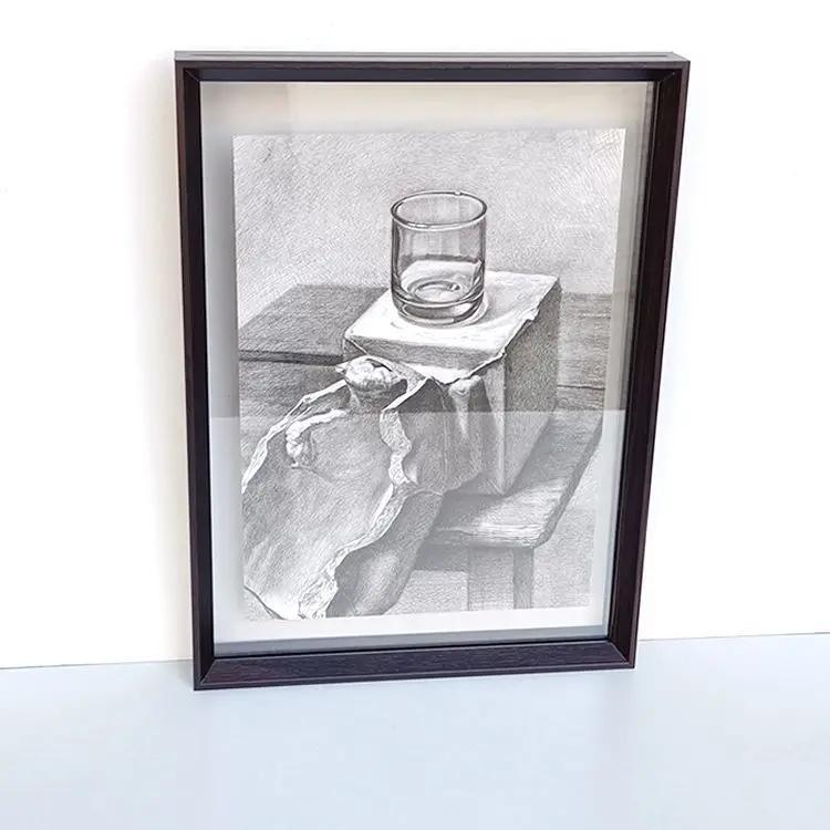 6/8-inch Double Sided Transparent Acrylic Frame Minimalist Picture Frame Poster Display Case with Embossed Specimen