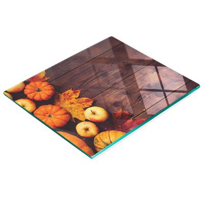 Durable and Stylish Glass Kitchen Board with Pumpkin Apple Pattern 60x52 Cm