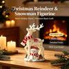 Charming Winter Table Decor Christmas Reindeer Snowman Resin Figurine, White Deer Statue with Red Scarf, Gift for Friends Holiday Tabletop Fireplace