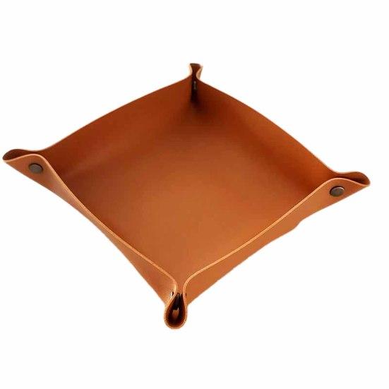 Элегантные складные лотки для хранения, противоскользящий органайзер из искусственной кожи с защитой от царапин, бронзовый органайзер для рабочего стола