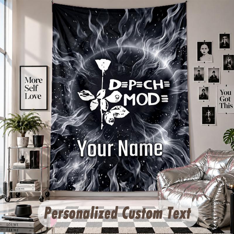 Wall Hanging Tapestry With Custom Name & Text, Depeche Mode Decorative Tapestry For Bedroom