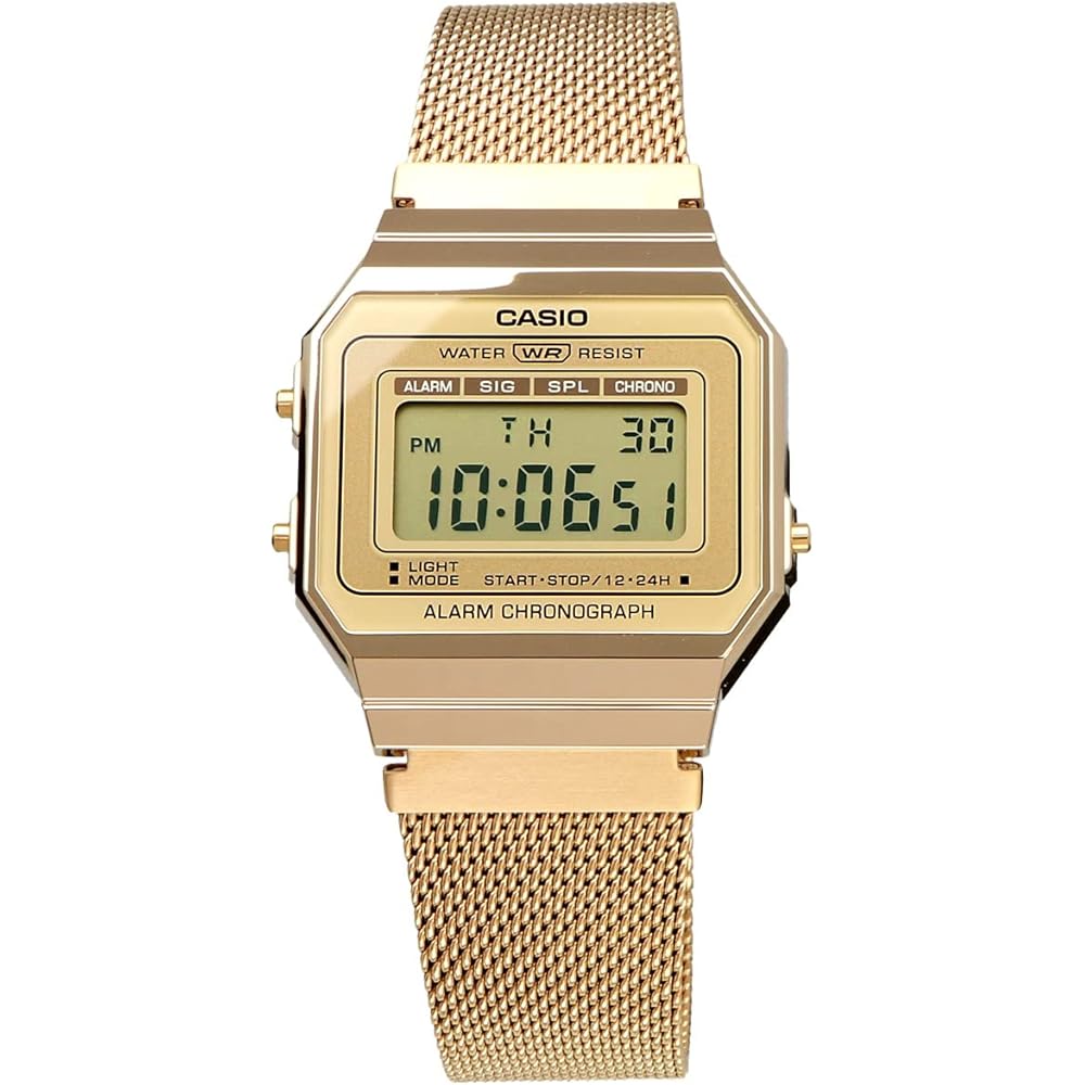 Casio A700WMG-9A Digital Watch Gold Mesh Band Unisex Kids Date Display