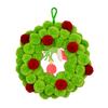 13 Inch Christmas Green Elf Wreath for Front Door Plush Pompom Ball Wreath with Wooden Elf Hand for Winter Wall Window Fireplace Door Tree Decor