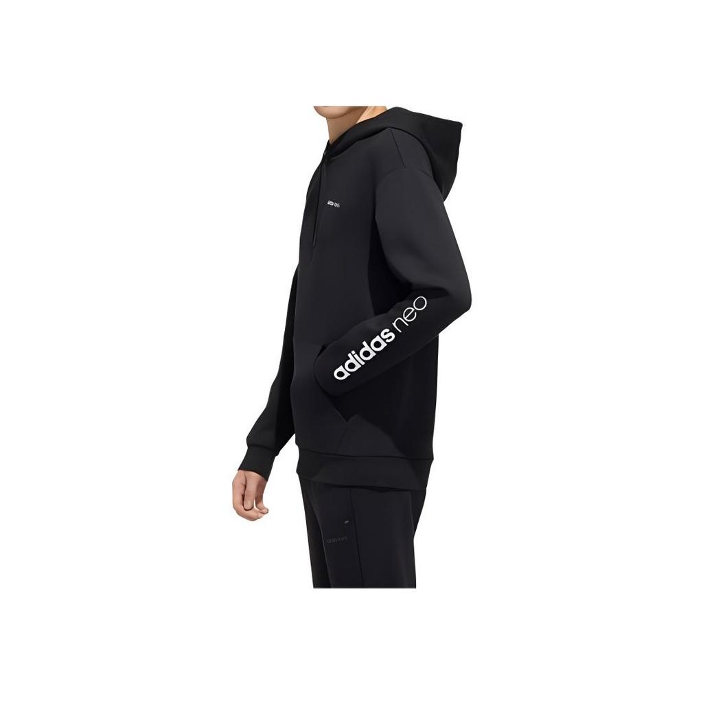 Adidas Нео Новогодний ограниченный выпуск, пуловер с современным принтом, мужская толстовка с капюшоном, черный GF7104