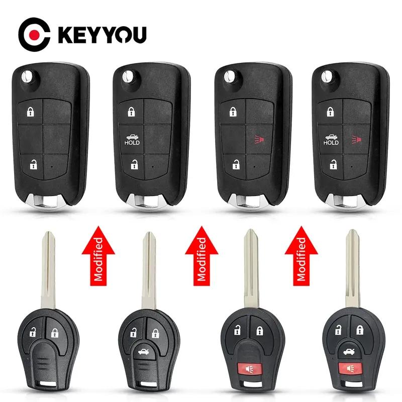 KEYYOU Modified Flip Car Key Shell For Nissan Sylphy Cube Juke Rogue Micra Qashqai Altima Maxima Sentra Versa Transmiter X-Trail