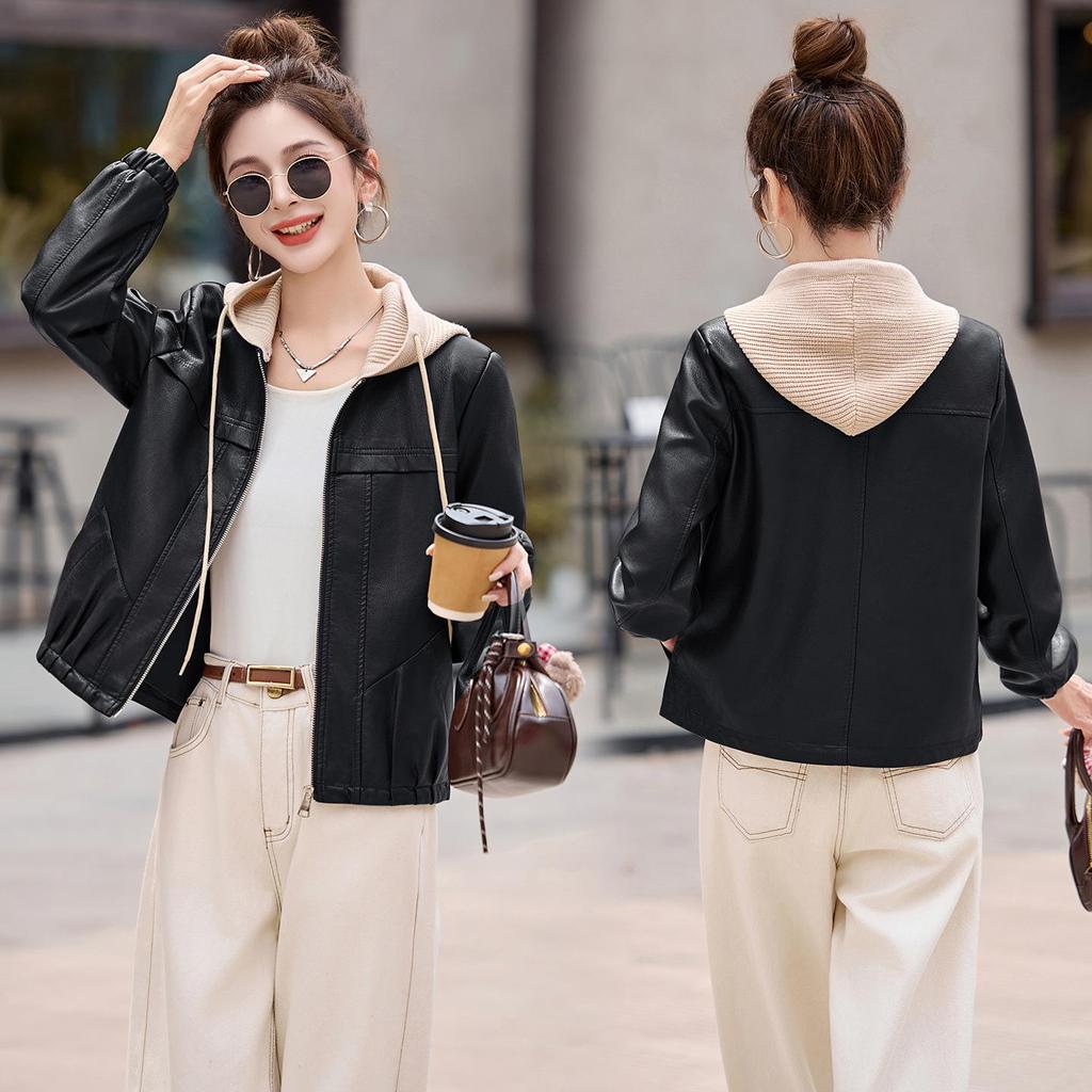 Women's Retro Sheepskin Leather Hooded Short Jacket - Autumn/Winter 2025