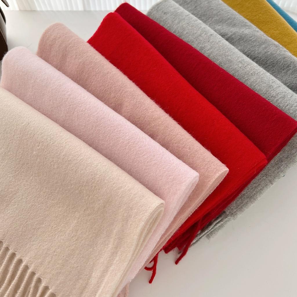 100% Wool Winter Scarf For Women Long Warm Cashmere Scarves Hijab Solid Lady Shawl Wrap Female Pashmina Bandana Head Scarfs